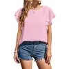 Blouses femininas Mulheres Blusa Chiffon Summer Summer Manga curta Ruffles soltos camisas