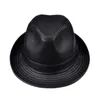 Wide Brim Hats Bucket Man High Quality Genuine Leather Jazz Fedora Gentleman Cow Skin Short