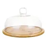 Other Kitchen Tools Cake With Dome Cover Plate Glass Stand Lid Dessert Display Food Platter Serving Tray Cloche Covered Holder Server Wood Pastry 230201