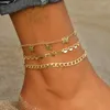 Anklets Fashion Boho Sandy Beach Handmade Gift Crystal Snake Butterfly Pendant Gold Color Twist Fishbone Leaf Chain Anklet Jewelry Gfit