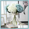 Decorative Flowers Wreaths 47Cm Artificial Hydrangea Flower Head Fake Silk Single Real Touch Hydrangeas For Wedding Centerpieces H Ot3Of