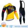 Cycling Jersey Sets Jumbo Visma Set Winter Thermal Fleece Clothing Long Sleeve Men Road Bike Suit MTB Maillot Culotte 221201