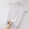 Tanks pour femmes Camis Camisole décontractée femmes été intérieur glace soie fond o-cou solide court tricot pull mince mince sans manches femmes 2022 nouveau Y2302