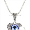 Pendant Necklaces Fashion Jewelry Hollow Out Heart Evil Eye Necklace Blue Eyes 3762 Q2 Drop Delivery Pendants Dhlgs