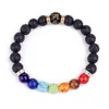 Strand Natural Stone Lava Agates 7 Chakra Bracelets & Bangles Yoga Balance Beads Buddha Prayer Crystal Bracelet Men Pulseira Masculina