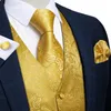 Gilet da uomo Abito formale Oro Blu Nero Abito da sposa Paisley Uomo d'affari Smoking Gilet Papillon Set DiBanGu 230131