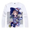 Camisetas masculinas Camisa de anime Cool Little Witch Academia Camisetas de manga longa ritoru bruxa akademia atsuko kagari akko cosplay kawaii