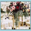 Decorazione per feste Oro bianco Sier Portacandele Candeliere in metallo Porta fiori Vaso Centrotavola Centrotavola Evento Porta strada Matrimonio D Dhxqs