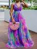 Abiti casual Jastie Tie Dye Oversize Party Maxi Dress Donna Maglia profondo scollo a V Vita alta Orlo allentato Slip Sexy Backless Evening