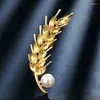 Broches de luxuos -cristal e orelhas de trigo imitação imitação de seda pérola Coloque fivela de fivela de cintura do homem de joias de festas masculinas Presente de joias