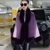 Scarves ZJZLL Novelty Gradient Dyeing Faux Rex Fur Cape Shawl Knit Acrylic Cashmere Cardigan Poncho Women Winter Wraps Coat