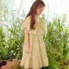 Girl's jurken 2 tot 16 jaar Elegante meisjesjurk Katoen 2022 Nieuwe Kinderen Zomerkleding voor kinderen Tiener Bloemen Ruches Sleeve Mommy and Me #6057 0131