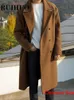 Men's Wool Blends RUIHUO Solid Long Jackets For Winter Chinese Size 3XL Korean Fashion Coats Arrivals 230201