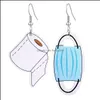 Charm Cute Toilet Paper Mask Print Pu Leather Dangle Earring For Women Girls Creative Personality Double Side Pattern Earrings Party Othzn