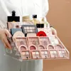 Cajas de almacenamiento Cajas cosméticas de escritorio Sala de ojos Polvo Rack Lipstick Cushion Cushion Stand Tools de maquillaje transparente Organizadores