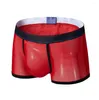 Underpants Low Waist Lingerie Mesh Mens Pouch Bag Boxer Transparent Breathable Gay Erotic Red Blue White Pink Black Sexy Underwear