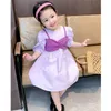 Ragazza es Summer Girls 'falso in due pezzi avvolto sul petto manica corta dolce abito da principessa stile coreano per bambini abbigliamento per bambini