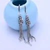 Hoop Earrings Real 925 Sterling Silver Tassel Fine Charm Jewelry For Women