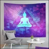 Tapestries Buddha Meditation Statue Tapestry Wall Hanging Cloth Chakra Yoga mattan Hemdekoration Drop Delivery Garden Dhjmj