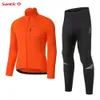 Cykeltröja sätter Santic Men's Suit Winter MTB Jackor Long Pants Fleece Warm Mountain Bike Sportkläder Vindtät reflekterande 221201