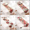 Chemin de Table 70X14 Pouces Décoration de Noël Fleur Imprimer Drapeau Gland Nappe Dessin Animé Noël Napperon Bc Drop Livraison Maison Jardin T Dhqil