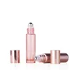 10/5 ml Roll p￥ rullflaskan doftglasflaskor Rose Gold Essential Oil Steel Metal Ball per container SN5089