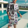 Jogging kleding Hawaiiaanse herenprint retro korte mouwen zomer casual mode hiphop strand tweedelig pak 2023 man