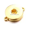 Charms Two Ear Sier Gold Rose Color 18Mm Snap Button Connector Ciondolo Creazione di gioielli Fai da te Collana Orecchini Bracciale Supplie Dhgarden Dhkt2