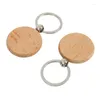 Klasyna 100pcs puste okrągły drewniany breloczek DIY Key Tag Prezent