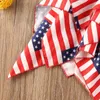 Flickaklänningar självständighetsdagen outfit småbarn baby flickor ruffle klänning 4 juli American flagga stripstjärnor tryck halter suspender mini