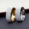 Trauringe, 8 mm breit, Pave-Eternity-Band-Ring für Damen und Herren, Ton, 5 Reihen, Zirkonia, für immer Liebe, Accessoires