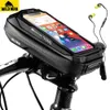 Panniers WILD MAN Bicycle Head Tube Cycling Bike Handlebar Cell Mobile Bag Holder Screen Phone Mount Bags Case For 6.9in 0201