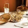 Plates Environmentally Friendly Material Household Glass Bowl Wooden Tray With Lid Fruit Nuts Dry Goods Candy Storage Box Container