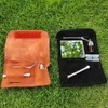 Snuff Kit hand cutter and Snorting Set in a leather wallet Sniff Bottle Spoon Mirror 5 in one