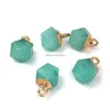 Charms Faceted Polygon Round Shape Natural Stone Healing Agates Crystal Turquoises Jades Opal Stones Pendant For Jewelry Mak Dhgarden Dhw6N