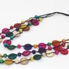 Pendant Necklaces Bohemia Ethnic Multicolors Round Coconut Shell Knitted NecklacePendant