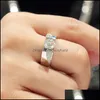 Solitaire Ring Luxury Sier Men Aaa Crystal Zircon Stone Wedding Brilliant Noble Engagement Engage Party Rings Drop Delivery Jewelry Dhans