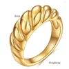 Trouwringen Women Weven Twisted Gold Color roestvrij staal Anillos Joyas de Mujer sieraden Goede kwaliteit