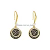 Dangle lustre mode bijoux géométrie cercle noir diamant boucle d'oreille femmes élégantes boucles d'oreilles livraison directe Dhmdb