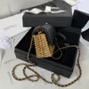 CC Bags Luxury Brand Shoulder Bags 23C Womens AS3717 Gold Metal Bags Classic Mini Tiny Vanity With Matelasse Chain Crosssbody Shoulder Handb