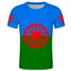 Herren-T-Shirts, Hemd, Rom-Zigeuner-Flagge des Roma-Volkes, Aufdruck mit Po-Logo, Kleidung anpassbar