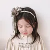 Hårtillbehör Floral pannband handgjorda sida band chiffong blomma båge flickor hårband eleganta mode barn huvudbonader