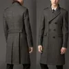 Cappotto da uomo in misto lana misto lana Cappotto invernale da uomo doppio petto Cappotto lungo da lavoro a quadretti Plus Size Caldo formale su misura 230201