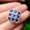 Pierścienie klastra KJjeaxcmy Fine Jewelry 925 Srebrny Srebrny Inkrustowany Naturalny Sapphire Pierścień Pierścień Test wspornika