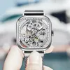 Wristwatches FORSINING Unisex Watch Men Automatic Mechanical Hollow Dial Magnet Strap Fashion Skeleton Wristwatch For Male