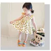 Flickans 2022 Nya 100% bomullsmyndighet Baby Girls Floral Printed Halter Sleeveless Elastic Summer Beach Sundress Sling Dresses 0131