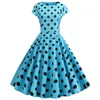 Sukienki imprezowe 2023 Pink Polka Dot Kobiet Letnia sukienka Szybkość Elegancka retro vintage 50s 60s szata femme rockabilly huśtawka