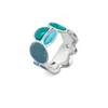 Joidar Glazed Colorful Sea-Blue Ring Niche Design Spanish Minority Cut-out Fashion All-Match smycken Tillbehör