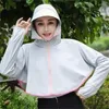 Women's Jackets Summer Women Shading Ice Silk Clothing Hooded Shawl Face Covering Shirt Cycling Cloak Breathable Thin Sunscreen