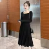 Sukienki macierzyńskie Autumn Korean Fashion Sukienki długie rękaw Symalne eleganckie ubrania dla kobiet w ciąży rozwiąż ciążę